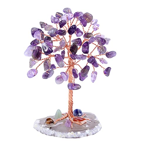 FANNAS Baum des Lebens Kristall, Heilsteine Kristalle, Amethyst Stein Baum, Edelsteine und Kristalle, Natürliche Kristall Geldbaum Verzierung für Home Office Tischdekoration Geschenk Skulptur von FANNAS