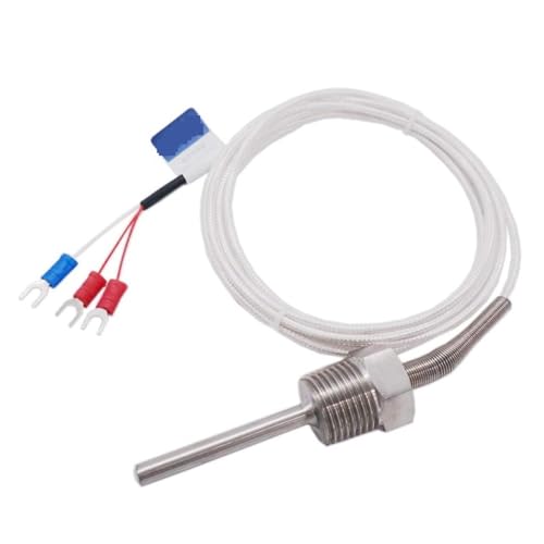 FANNIXI Temperatursensor PT100 Temperatursensorsonde 3-Draht-Temperatur -200~250℃ 304 Edelstahl-Thermoelement(PT100 Lead Length 1m,200mm) von FANNIXI