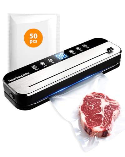 FANNOU Multifunktionales Vakuumierer Vakuumiergerät Klein für Lebensmittel, Vakumierergerät 5in1 mit Externe Vakuumierfunktion für Gläser Glas Dosen, Vacuum Sealer Machine mit 50 Vakuumierbeutel von FANNOU