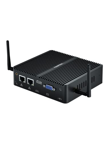 FANPEEC Lüfterloser Industrie Mini PC Celeron J4125, Windows 11 Pro Desktop Computer, 32GB RAM, 512GB SSD Firewall, Mini Computer PC, 2 RJ45 Gigabit LAN, 2 * RS232 COM, 4K HD + VGA, Desktop PC von FANPEEC