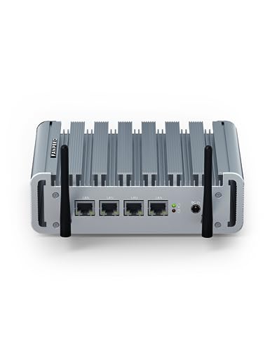 FANPEEC Industrie Firewall PC Celeron J4125 Windows 10 Pro, Kleiner lüfterloser PC 16GB RAM 128GB SSD, 4 x 2.5GB I225-V Rj45 LAN, Single Band WiFi, SIM Kartensteckplatz, Watchdog, Mini PC von FANPEEC