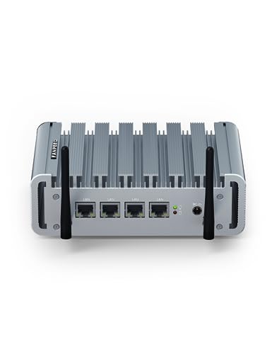 FANPEEC Mini Computer Firewall Hardware, lüfterloser Industrie Quad Core Celeron J4125 Windows 10 Pro 16GB RAM 512GB SSD 2TB HDD, 4 x 2.5GB I225-V Rj45 LAN, Single Band WiFi, SIM Kartensteckplatz von FANPEEC