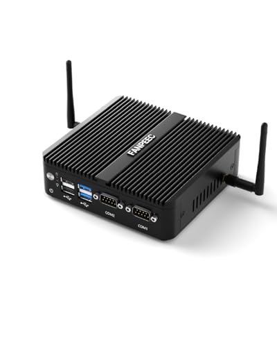 FANPEEC Mini Lüfterloser PC Celeron J4125, 16GB DDR4 RAM 128GB SSD, Mini Desktop Computer 2 LAN Ports, 2 RS232 COM, 4K HD+VGA, 2 USB2.0, 2 USB3.0, Micro PC für Industrie, Support Linux/Win 10 von FANPEEC