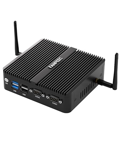 FANPEEC Industrial PC lüfterlos N100 8GB DDR4 RAM 128GB SSD Fanless Mini PC Win 11 pro, Dualband WiFi, BT 4.2, Industrie Computers 2xRJ45 LAN, 4xUSB, 4K@60HZ Dreifach Display für Geschäft/Heimat von FANPEEC