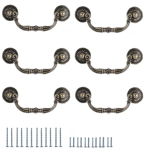 FANRUIER 6PC Pull Down Haken Kommodengriff Schubladengriff Schubladengriff Rustikaler Vintage-Stil Antik Bronze Küchenschrank Hardware (96mm) von FANRUIER