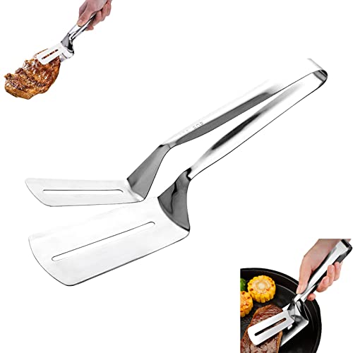 Griddle Spatel, Schaufel Clip aus Edelstahl 304, küchenzange, Doppel-Pfannenwender, Fischwender - Grill Fischspatel, Salat Grill Speisen Clip, pfannenwender, geeignet zum Garen diverser Zutaten von FANSEZQ