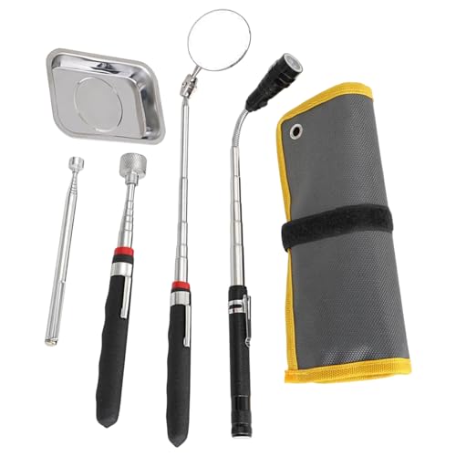 5-teiliges Teleskop-Tonabnehmer-Werkzeug-Set mit Taschenlampe und Spiegelung für effiziente Metallteilsammlung bei Reparaturaufgaben, ausziehbare Magnet-Taschenlampe von FANSHINUO