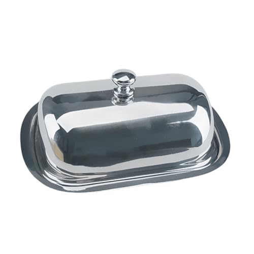 Butterdose aus Edelstahl mit Deckel für Kuchen Brot Obst Vorratsbehälter für Kühlschrank oder Kuchenladen Frühstück Serviertablett Butterteller von FANSHINUO