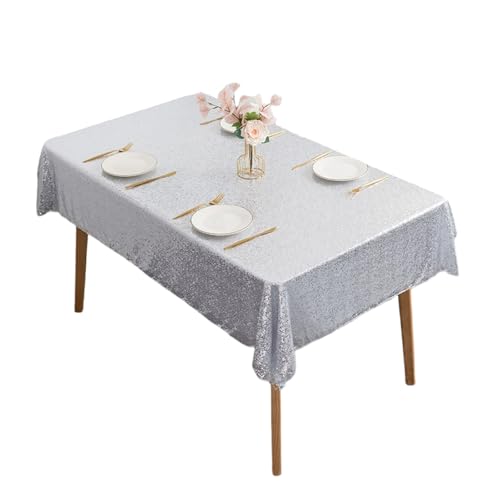 FANSHINUO Bestickte Pailletten-Tischdecke aus Polyester, elegantes Blumendesign, auslaufsicherer Stoff für Esstischdekoration von FANSHINUO