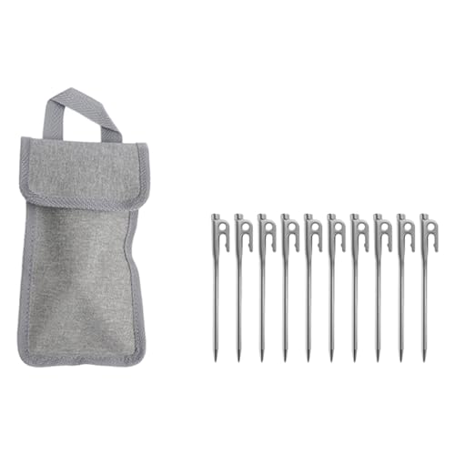 FANSHINUO Edelstahl-Zelthering für den Außenbereich, robuster Zelthering mit Tasche für Vordächer, Camping, Wandern, Strand von FANSHINUO