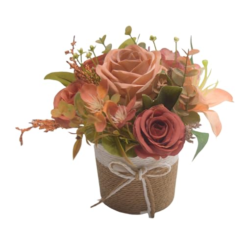 FANSHINUO Esstisch Künstliche Blume in Vase Seide Kunstblumenarrangement Seidenrosen mit Vase für Zuhause und Büro Dekoration FANSHINUO Esstisch Künstliche Blume in Vase Seide Kunstblumenarrangement Seidenrosen mit Vase für Zuhause und Büro Dekoration von FANSHINUO