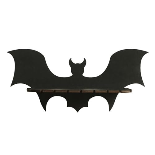 FANSHINUO Halloween-Wandregal in Fledermausform, Holz, Kristall, Wandregal für gruseliges Zuhause, Schlafzimmer, Dekoration, ästhetische Hexen, schwebende Regale, Fledermausform, schwebende Regale von FANSHINUO