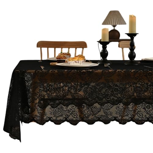 FANSHINUO Rechteckige Spitzentischdecke, 137 x 274 cm, mit Blumenmustern, für Esszimmer oder Outdoor-Feiern, Spitzentischdecke von FANSHINUO