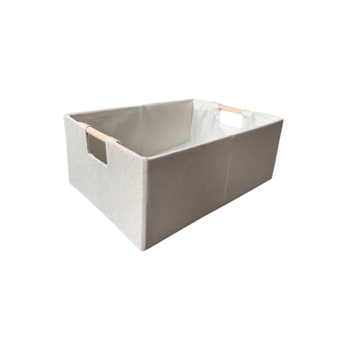 FANSHINUO Stabile Aufbewahrungsbox aus Stoff mit Holzgriffen, verstärkter Kartonboden für die Organisation zu Hause von FANSHINUO