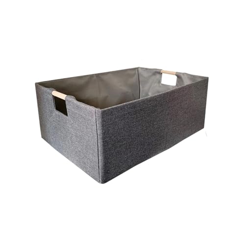 FANSHINUO Stabile Aufbewahrungsbox aus Stoff mit Holzgriffen, verstärkter Kartonboden für die Organisation zu Hause von FANSHINUO