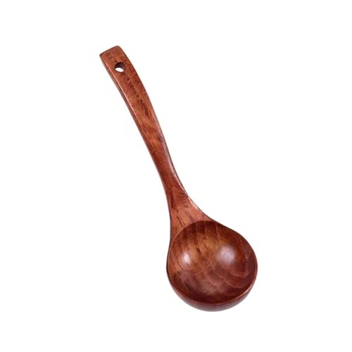 FANSHINUO Suppenkelle aus massivem Holz im japanischen Stil mit gebogenem Griff zum Rühren von Brei und Servieren von Eintöpfen, ergonomisch von FANSHINUO