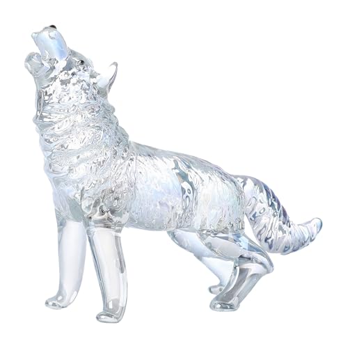 Kristallglas Wolf Figur heulender Wolf Tier Statue für Regal oder Schreibtisch Display Dekorative Glasornament von FANSHINUO