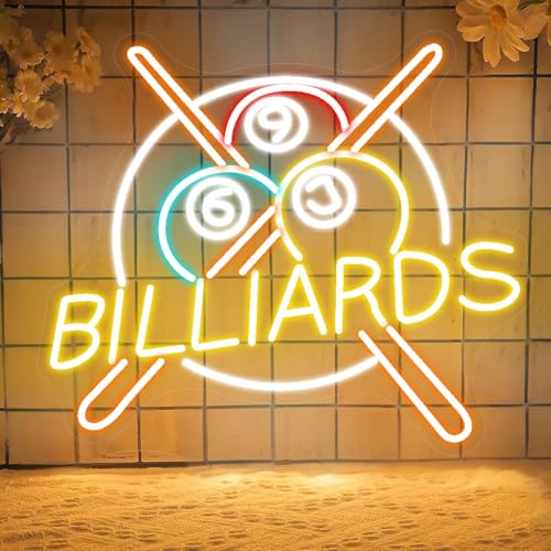Billiards Neon Schild, LED Bunt Billard Neon Sign für Wand Deko, Dimmbare Neonlichter USB Power für Billardzimmer Spielzimmer Wohnzimmer Zimmer Schlafzimmer Mann Höhle Party Billiards Neon Schild, LED Bunt Billard Neon Sign für Wand Deko, Dimmbare Neonlichter USB Power für Billardzimmer Spielzimmer Wohnzimmer Zimmer Schlafzimmer Mann Höhle Party von FANSIR