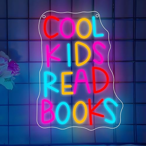 Cool Kids Read Books Neon Schild, LED Buch Neon Sign für Wand Deko, Dimmbare Brief Neonlichter USB Power für Bibliothek Klassenzimmer Leseecke Büros Buchhandlungen Studierzimmer Cool Kids Read Books Neon Schild, LED Buch Neon Sign für Wand Deko, Dimmbare Brief Neonlichter USB Power für Bibliothek Klassenzimmer Leseecke Büros Buchhandlungen Studierzimmer von FANSIR