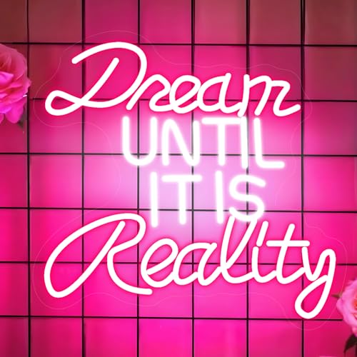 Dream Until It Is Reality Neon Schild, LED Bunt Neon Sign für Wand Deko, Dimmbare Buchstaben Neonlichter USB Power für Zuhause Schlafzimmer Bar Spielzimmer Geschäft Hotel Party Decor Dream Until It Is Reality Neon Schild, LED Bunt Neon Sign für Wand Deko, Dimmbare Buchstaben Neonlichter USB Power für Zuhause Schlafzimmer Bar Spielzimmer Geschäft Hotel Party Decor von FANSIR