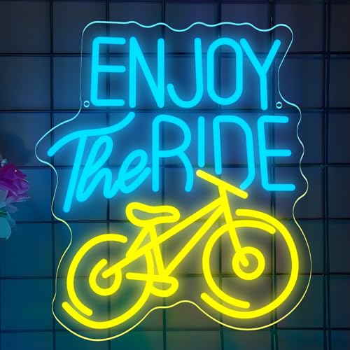 Enjoy The Ride Neon Schild, LED Fahrrad Neon Sign für Wand Deko, Dimmbare Bicycle Neonlichter USB Power für Schlafzimmer Wohnzimmer Fitnessstudio Mann Höhle Bar Club Store Home Enjoy The Ride Neon Schild, LED Fahrrad Neon Sign für Wand Deko, Dimmbare Bicycle Neonlichter USB Power für Schlafzimmer Wohnzimmer Fitnessstudio Mann Höhle Bar Club Store Home von FANSIR