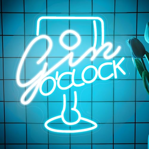 Gin O'clock Neon Schild, LED Cocktails Trinken Neon Sign für Wand Deko, Dimmbare Neonlichter USB Power für Home Bar Mann Höhle Café Bistro Club Party Hochzeit Gin O'clock Neon Schild, LED Cocktails Trinken Neon Sign für Wand Deko, Dimmbare Neonlichter USB Power für Home Bar Mann Höhle Café Bistro Club Party Hochzeit von FANSIR