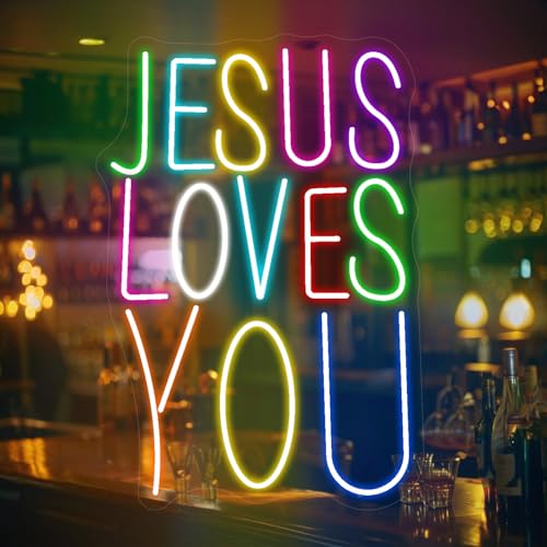 Jesus Loves You Neon Schild, LED Bunt Neon Sign für Wand Deko, Dimmbare Brief Neonlichter USB Power für Bedroom Home Schlafzimmer Mann Höhle Wohnzimmer Geburtstags Weihnachten Party Jesus Loves You Neon Schild, LED Bunt Neon Sign für Wand Deko, Dimmbare Brief Neonlichter USB Power für Bedroom Home Schlafzimmer Mann Höhle Wohnzimmer Geburtstags Weihnachten Party von FANSIR