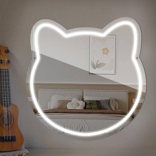 Katze Neon Schild, LED Weiß Cat Mirror Neon Sign für Wand Deko, Dimmbare Neonlichter USB Power für Umkleideraum Schlafzimmer Beauty Salon Bar Pub Club Home Badezimmer Katze Neon Schild, LED Weiß Cat Mirror Neon Sign für Wand Deko, Dimmbare Neonlichter USB Power für Umkleideraum Schlafzimmer Beauty Salon Bar Pub Club Home Badezimmer von FANSIR