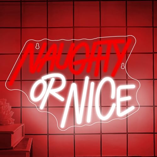 Naughty or Nice Neon Schild, LED Rot Weiß Neon Sign für Wand Deko, Dimmbare Neonlichter USB Power für Schlafzimmer Spielzimmer Bar Clubs Shop Store Hotels Pubs Home Mann Höhle Halloween Party Naughty or Nice Neon Schild, LED Rot Weiß Neon Sign für Wand Deko, Dimmbare Neonlichter USB Power für Schlafzimmer Spielzimmer Bar Clubs Shop Store Hotels Pubs Home Mann Höhle Halloween Party von FANSIR