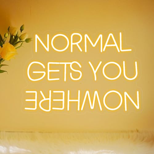 Normal Gets You Nowhere Neon Schild, LED Goldgelb Neon Sign für Wand Deko, Dimmbare Brief Neonlichter USB Power für Wohnzimmer Home Schlafzimmer Mann Höhle Party Normal Gets You Nowhere Neon Schild, LED Goldgelb Neon Sign für Wand Deko, Dimmbare Brief Neonlichter USB Power für Wohnzimmer Home Schlafzimmer Mann Höhle Party von FANSIR