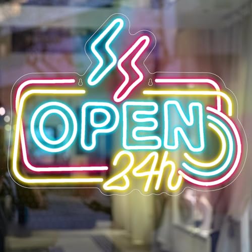 Open 24h Neon Schild, LED Open Neon Sign für Wand Deko, Dimmbare Brief Offen Neonlichter USB Power für Business Bar Pub Club Salon Store Coffee Cafe Hotel Shop Open 24h Neon Schild, LED Open Neon Sign für Wand Deko, Dimmbare Brief Offen Neonlichter USB Power für Business Bar Pub Club Salon Store Coffee Cafe Hotel Shop von FANSIR