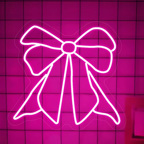 Schleife Neon Schild, LED Rosa Bow Neon Sign für Wand Deko, Dimmbare Neonlichter USB Power für Bedroom Pub Home Bar Room Club Schlafzimmer Wohnzimmer Party Schleife Neon Schild, LED Rosa Bow Neon Sign für Wand Deko, Dimmbare Neonlichter USB Power für Bedroom Pub Home Bar Room Club Schlafzimmer Wohnzimmer Party von FANSIR