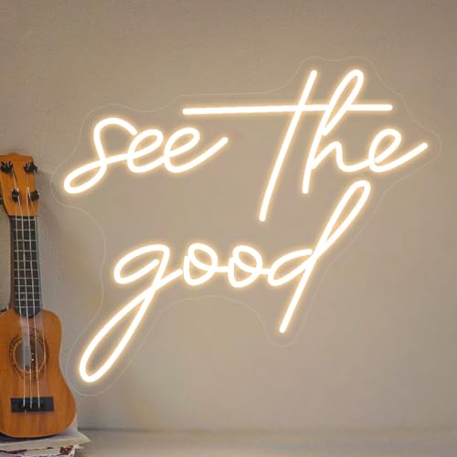 See The Good Neon Schild, LED Warmweiß Neon Sign für Wand Deko, Dimmbare Brief Neonlichter USB Power für Schlafzimmer Wohnzimmer Kinderzimmer Home Cafe Business Pub Party See The Good Neon Schild, LED Warmweiß Neon Sign für Wand Deko, Dimmbare Brief Neonlichter USB Power für Schlafzimmer Wohnzimmer Kinderzimmer Home Cafe Business Pub Party von FANSIR