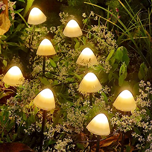 FANSIR Solar Lichterkette Aussen 12LED Solar Pilz Lichterketten Wasserdichte Solargarten Pilzlampe Landschafts Beleuchtung Außen Mini Pilzlampe Garten Bäume Terrasse Hochzeiten Party Deko Warmweiß von FANSIR