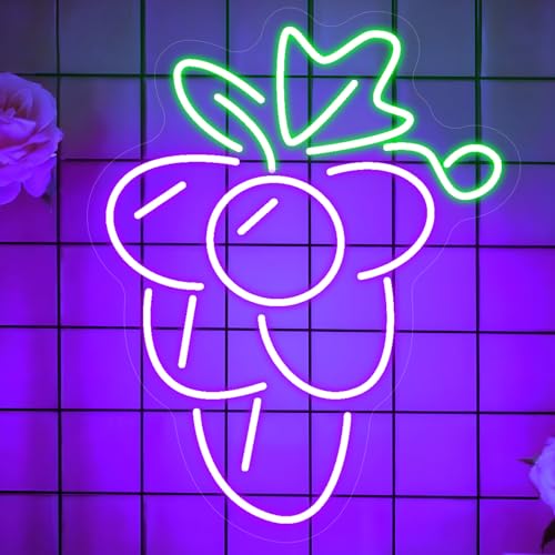 Traube Neon Schild, LED Violett Grapes Fruit Neon Sign für Wand Deko, Dimmbare Neonlichter USB Power für Obstladen Bar Club Schlafzimmer Pub Restaurant Geburtstags Party Traube Neon Schild, LED Violett Grapes Fruit Neon Sign für Wand Deko, Dimmbare Neonlichter USB Power für Obstladen Bar Club Schlafzimmer Pub Restaurant Geburtstags Party von FANSIR
