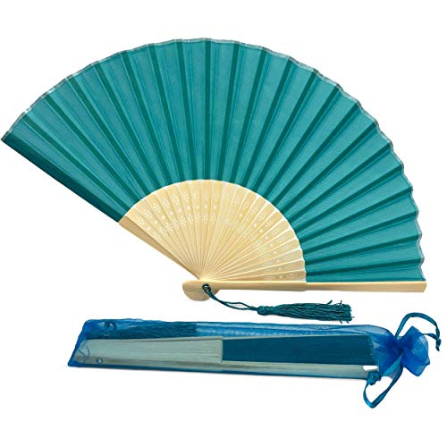 FANSOF.FANS Seide Stoff Fan mit Einer Quaste Grade A Bambus Rippen Hochzeit Party Gefallen Handheld Fan (Tiefer Himmel blau). … von FANSOF.FANS