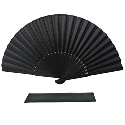 FANSOF.FANS lten Hand Fan, schwarze Seide Stoff Bambus Rippen Hand gehalten chinesischen Fan mit einem Beutel Handheld Hochzeit Party Gunsten Lehrer Geschenk von FANSOF.FANS