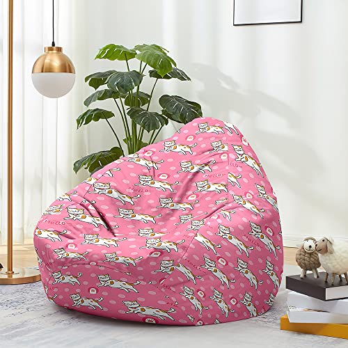 FANSU 3D Dinosaurier und Katzen Sitzsack Waschbar Sitzsack Ohne Füllung Sitzsäcke für Kinder Erwachsene Sitzsack Outdoor Indoor Stofftier Aufbewahrung mit Reißverschlus (100x120cm,Rosa) von FANSU