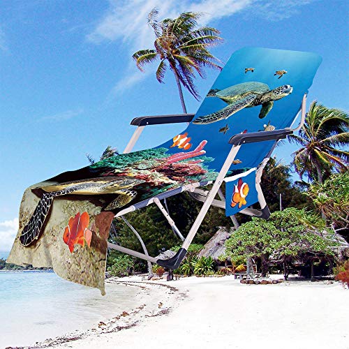 FANSU 3D Druck Schonbezug für Gartenliege Strandliegenauflage mit Taschen Mikrofaser Pool Handtuch Weich Strandtuch Badetuch für Strand, Reisen, Schwimmen, Outdoor (Ozean,75x210cm) von FANSU