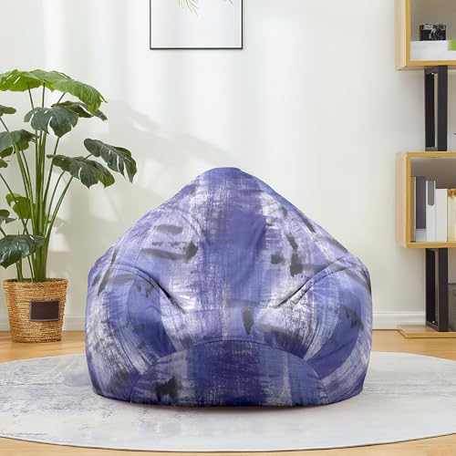 FANSU 3D-Ölgemälde-Druck Sitzsack, Sitzsack Ohne Füllung Waschbar Sitzbeutelabdeckung, Textile Aufbewahrung für Kinder Erwachsene (Blau Grau,90x110cm) von FANSU