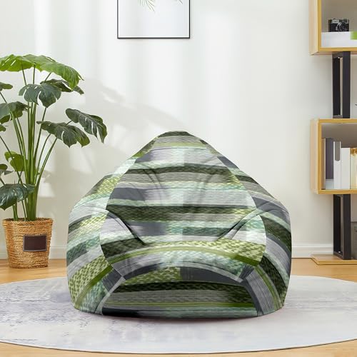 FANSU 3D-Ölgemälde-Druck Sitzsack, Sitzsack Ohne Füllung Waschbar Sitzbeutelabdeckung, Textile Aufbewahrung für Kinder Erwachsene (Graugrün,70x80cm) von FANSU