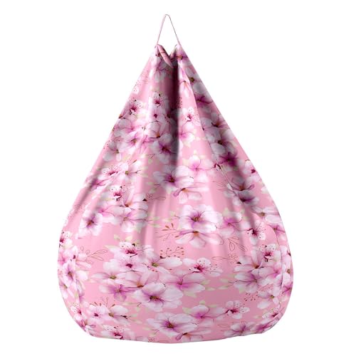 FANSU 3D Pflaumenblüte Sitzsack Sitzsack Ohne Füllung Sitzsäcke für Kinder Erwachsene, Waschbar Sitzsack-StuhlbezugIndoor Textile Aufbewahrung mit Reißverschlus (80x90cm,Rosa Violett) von FANSU