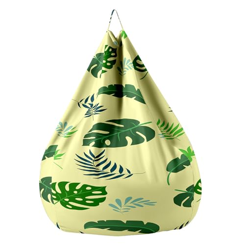 FANSU 3D-Tropisches Laub Sitzsack, Sitzsack Ohne Füllung Waschbar Sitzbeutelabdeckung, Textile Aufbewahrung für Kinder Erwachsene (Gelb 1,80x90cm) von FANSU