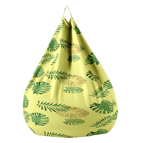 FANSU 3D-Tropisches Laub Sitzsack, Sitzsack Ohne Füllung Waschbar Sitzbeutelabdeckung, Textile Aufbewahrung für Kinder Erwachsene (Gelb 2,100x120cm) von FANSU