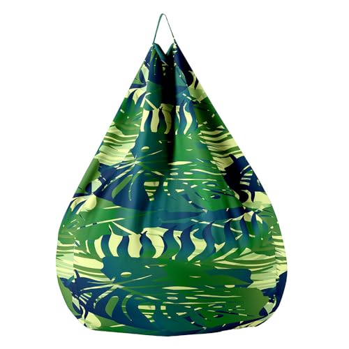 FANSU 3D-Tropisches Laub Sitzsack, Sitzsack Ohne Füllung Waschbar Sitzbeutelabdeckung, Textile Aufbewahrung für Kinder Erwachsene (Gelb Grün 2,100x120cm) von FANSU