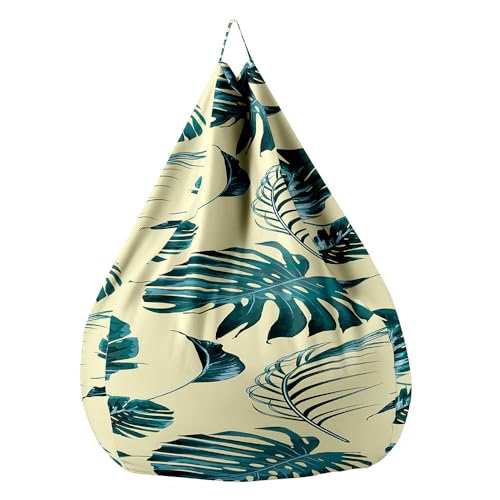 FANSU 3D-Tropisches Laub Sitzsack, Sitzsack Ohne Füllung Waschbar Sitzbeutelabdeckung, Textile Aufbewahrung für Kinder Erwachsene (Gelb Grün1,70x80cm) von FANSU