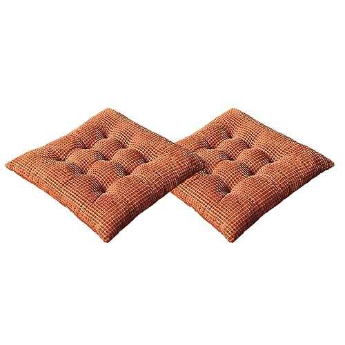 FANSU 40cm Stuhlkissen mit Bändern 2er Set,Jacquard Samt Solide Farbe Garten Sitzkissen Set Stuhl Kissenauflage Stuhlauflage Sitzpolster Sitzauflage Gartenkissen für Bürostuhl, Küche (Braun) von FANSU