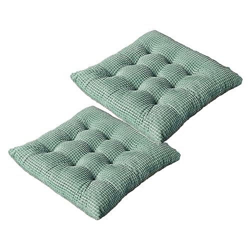 FANSU 40cm Stuhlkissen mit Bändern 2er Set,Jacquard Samt Solide Farbe Garten Sitzkissen Set Stuhl Kissenauflage Stuhlauflage Sitzpolster Sitzauflage Gartenkissen für Bürostuhl, Küche (Grün) von FANSU