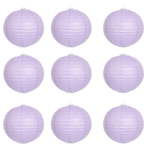 FANSU 9 Stück Papierlaterne Deko, Abbaubar Papierlaternen Set Garten Papier Laterne Rund Hängende Papierlaternen Papier Laternen Feier für Dekorative Hochzeit Geburtstag (Hellviolett,15cm) von FANSU