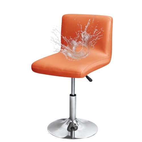 FANSU Barhockerbezug mit Rückenlehne aus PU-Leder, Wasserdicht Stretch Barhocker Stuhlhussen, Stuhlbezug für Esszimmer, Abnehmbar Waschbar für Hochstühle Thekenhocker (Orange,2er Set) von FANSU